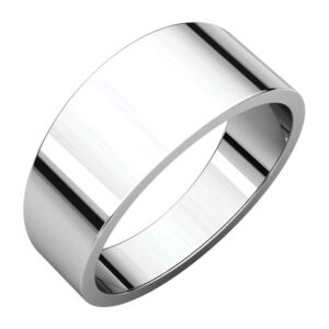 8mm Wide Tapered Wedding Band Ring, 14K White Gold