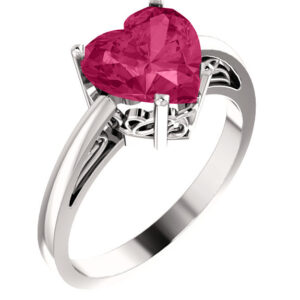 8x8mm Pink Topaz Heart-Shaped Ring