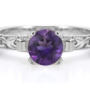 Amethyst 1 Carat Art Deco Ring in Sterling Silver