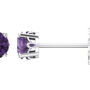 Amethyst Scroll Setting Stud Earrings