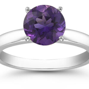 Amethyst Solitaire Ring in Sterling Silver