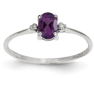 Amethyst and Diamond Birthstone Ring, 14K White Gold