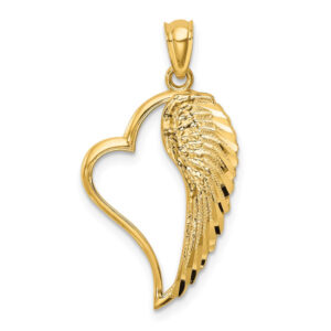 Angel Wing Heart Pendant in 14K Gold