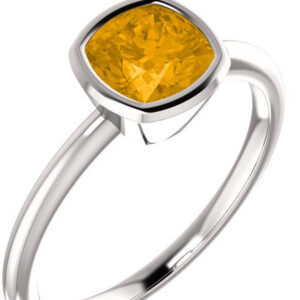 Antique-Square Citrine Bezel-Set Ring in Sterling Silver