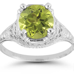 Antique-Style Floral Peridot Ring in Sterling Silver