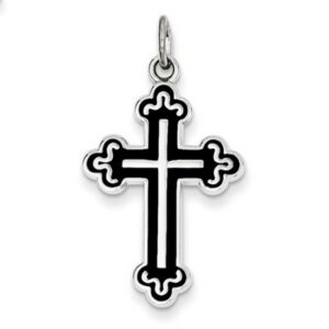 Antiqued Cathedral Cross Pendant in Sterling Silver