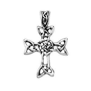 Antiqued Celtic Knot Cross Necklace in Sterling Silver