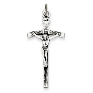 Antiqued Crucifix Necklace in Sterling Silver