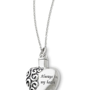 Antiqued Heart Ash Holder Cremation Necklace