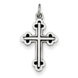 Antiqued Heraldry Cross Pendant in Sterling Silver