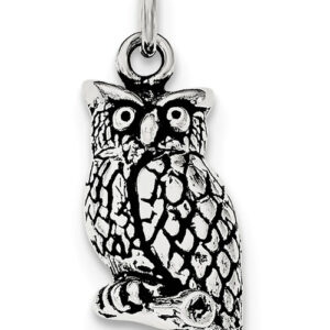 Antiqued Sterling Silver Owl Pendant