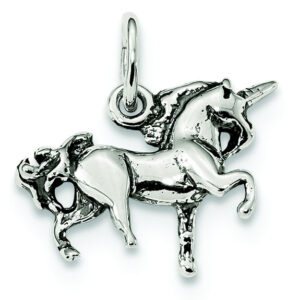 Antiqued Sterling Silver Unicorn Charm Pendant