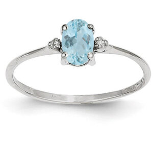 Aquamarine and Diamond Birthstone Ring, 14K White Gold