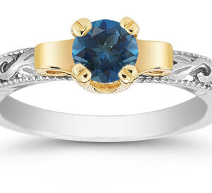 Art Deco London Blue Topaz Engagement Ring, 1/2 Carat