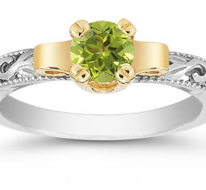 Art Deco Peridot Engagement Ring, 1/2 Carat