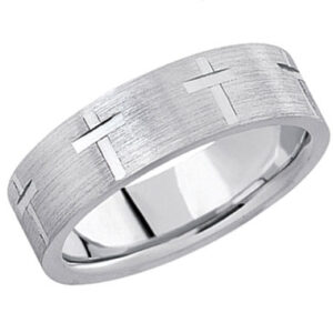 Artistic Cross Wedding Band in 14K White Gold