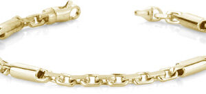 Barrel Link Design Bracelet, 14K Yellow Gold