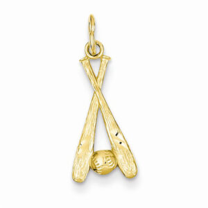 Baseball Bats & Ball Pendant, 14K Gold