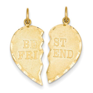 Best Friends Break-Apart Friendship Heart Pendant, 14K Gold