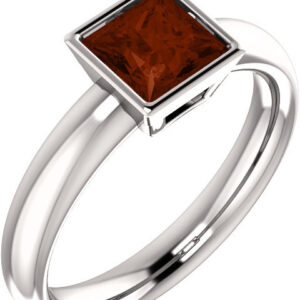 Bezel-Set Princess-Cut Garnet Ring in 14K White Gold