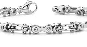 Bicycle Link Bracelet, 14K White Gold