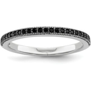 Black CZ & Sterling Silver Stackable Ring