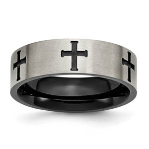 Black Plated Titanium Cross Band