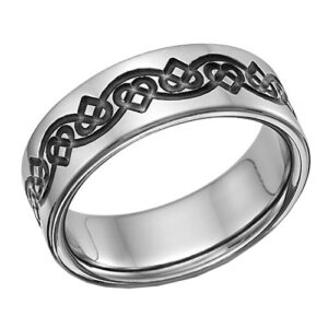 Black Titanium Celtic Heart Love Knot Wedding Band