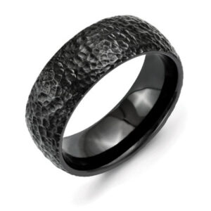 Black Titanium Domed Hammer Finished Wedding Band