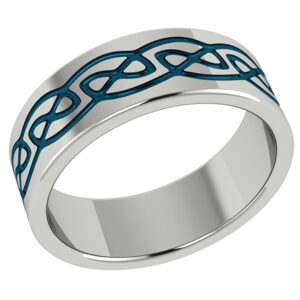 Blue Titanium Celtic Wedding Band Ring