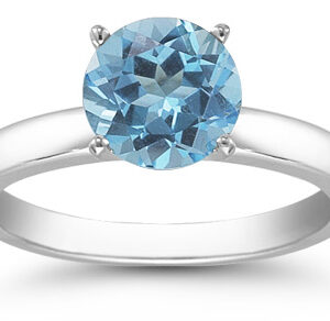 Blue Topaz Solitaire Ring in Sterling Silver