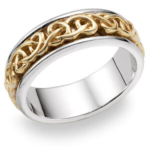 Bowen Celtic Wedding Band, 14K Two-Tone Gold