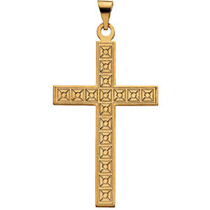 Box Cross Pendant in 14K Yellow Gold