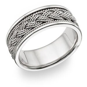 Braided Wedding Band Ring - 14K White Gold