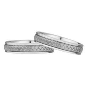 Braided Wedding Band Set, 14K White Gold (5mm)