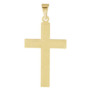 Brushed Cross Pendant in 14K Yellow Gold