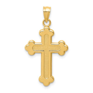 Budded Cross Pendant for Women, 14K Yellow Gold