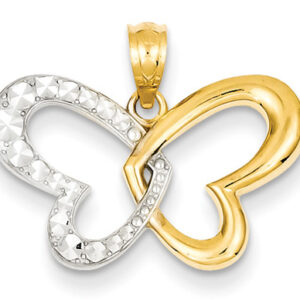 Butterfly Heart Pendant in 14K Gold