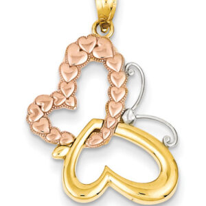 Butterfly Heart Pendant in 14K Rose and Yellow Gold