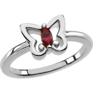 Butterfly Ring with Marquise Garnet Gemstone