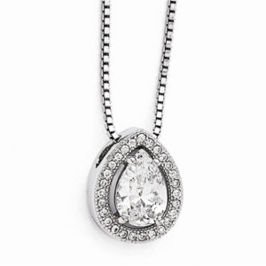 CZ Teardrop Necklace in Sterling Silver