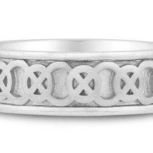 Celtic Circle Knot Wedding Band Ring in 14K White Gold