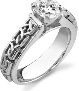 Celtic Engagement Ring, 14K White Gold, 0.25 Carat