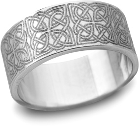 Celtic Filigree Wedding Band, 14K White Gold