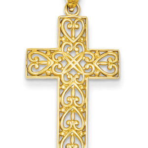 Celtic Heart Cross Pendant, 14K Gold