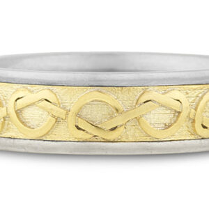 Celtic Heart Knot Wedding Band, 14K Two-tone Gold