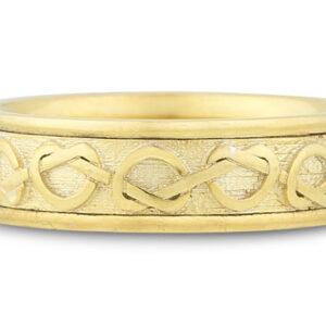 Celtic Heart Knot Wedding Band, 14K Yellow Gold