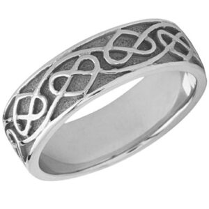 Celtic Heart Wedding Band in 14K White Gold