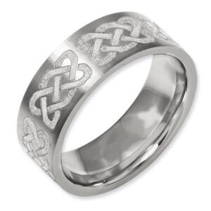 Celtic Knot Laser Design Flat Titanium Band