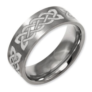 Celtic Laser Etched Flat Titanium Band